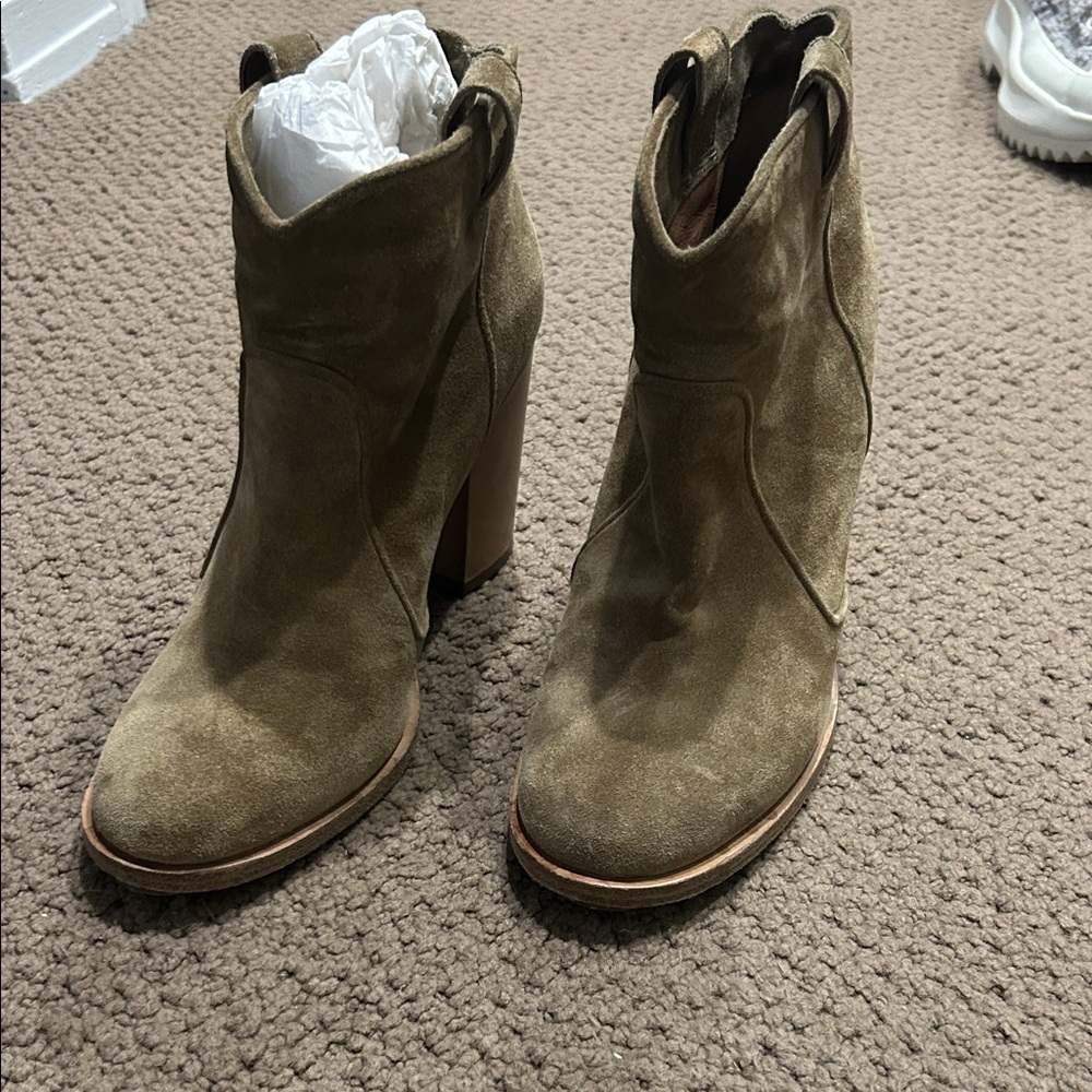 Laurence Dacade Olive Suede Ankle Booties - Picture 2 of 7